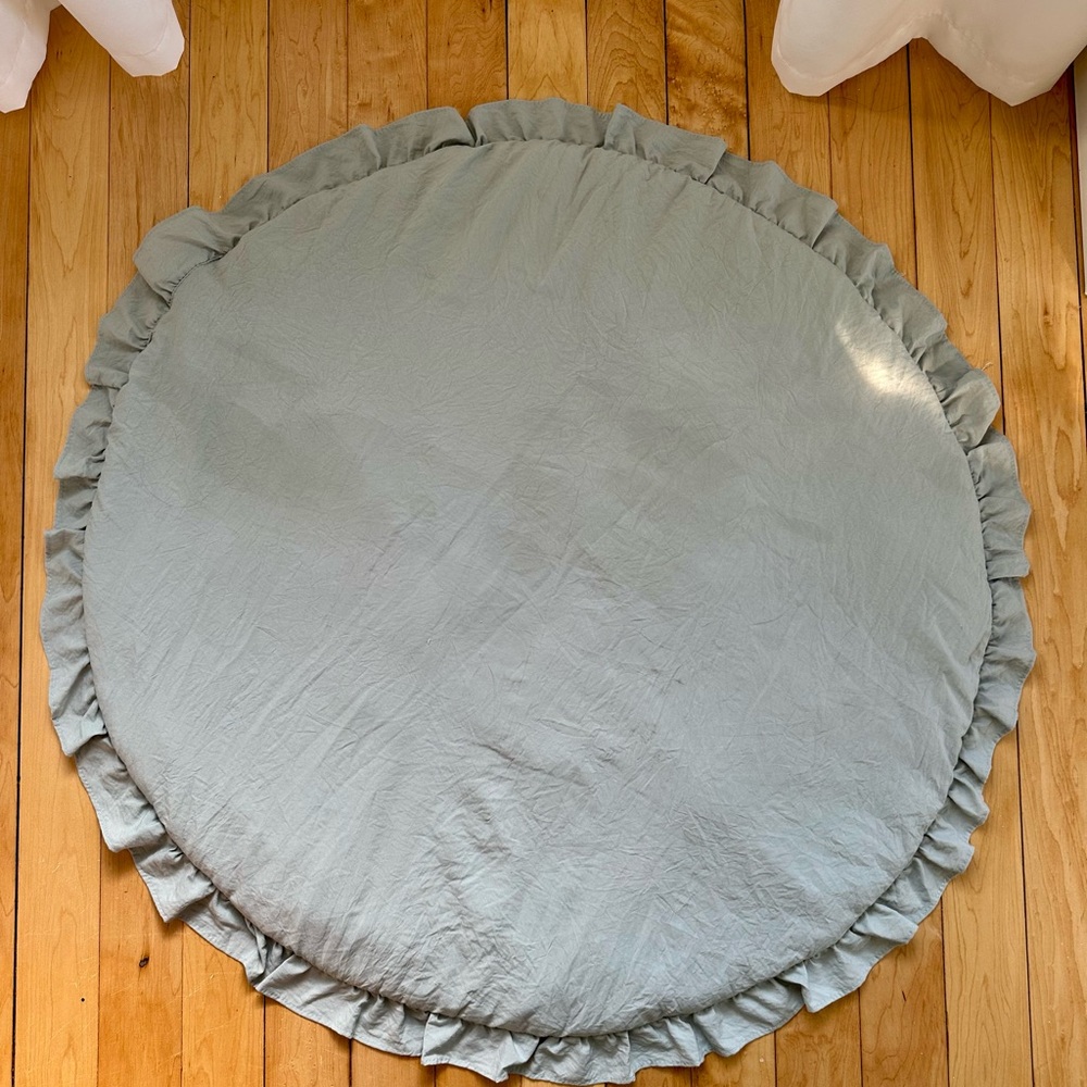 Round Ruffled Floor Cushion - Sage Green